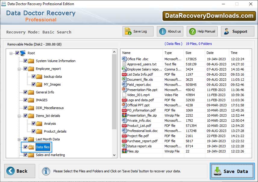 Save recovered data files Save recovered data files