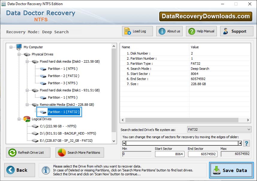 Select the drive Select the drive